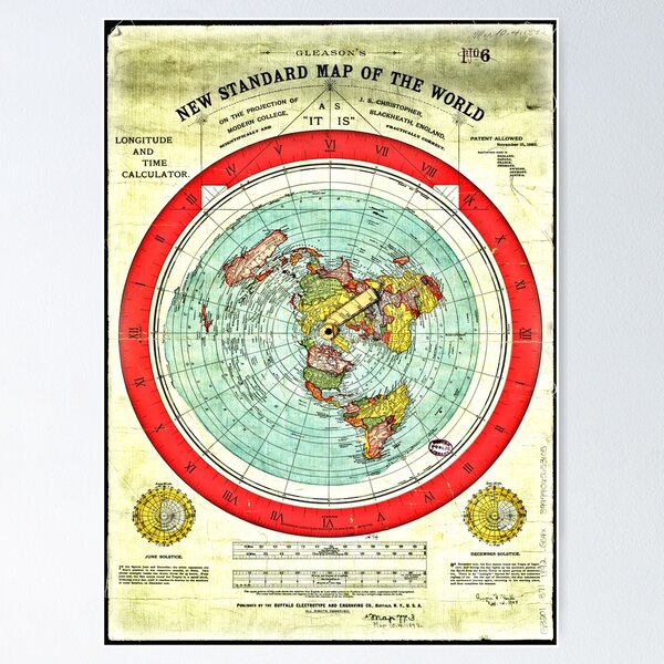 Item preview, Gleason 1892 Flat Earth Map | Research Flat Earth designed and sold by Gascondi.