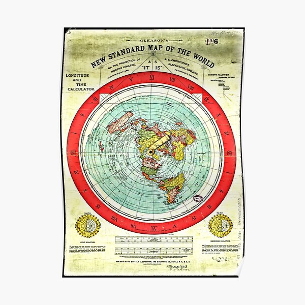 Gleason 1892 Flat Earth Map | Research Flat Earth Poster