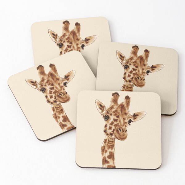 Aperçu de l'œuvre Cou de girafe, vue de face, tâches forme papillon - version colorisée marron créée et vendue par SylvieG18.