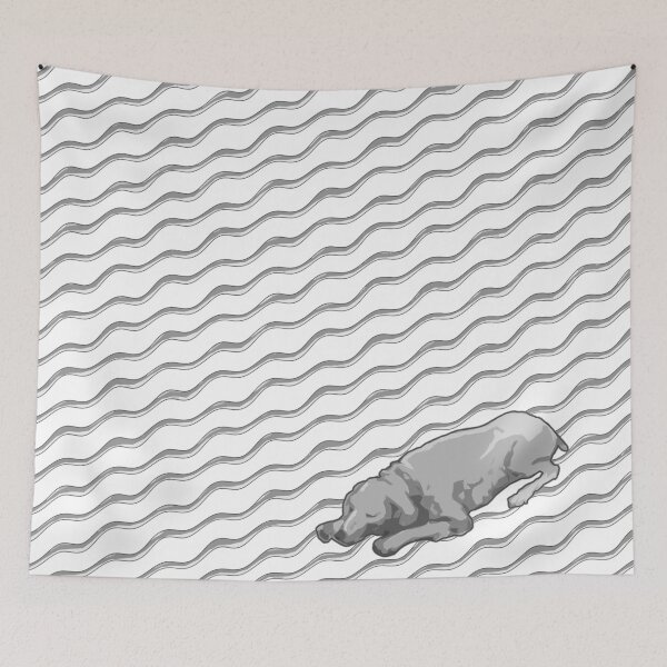 Item preview, Sleeping White Dog -Gray Stripe -White, Gray & Black designed and sold by Gretchen Tiger.