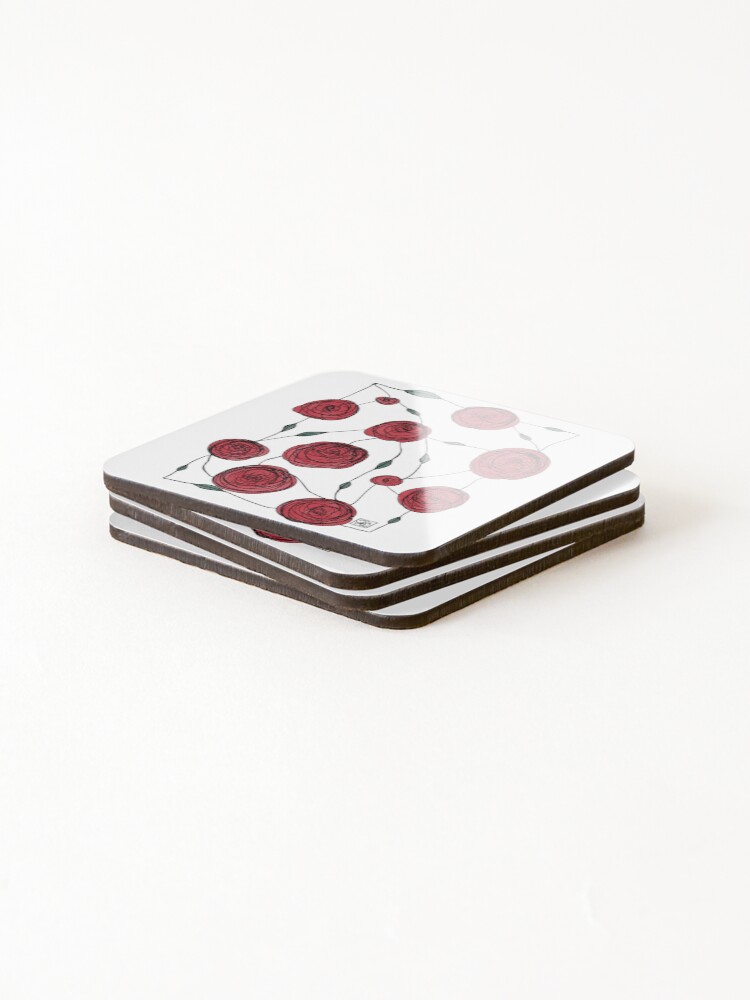 Thumbnail 4 of 5, Coasters (Set of 4), Red Roses designed and sold by ilaviuart.