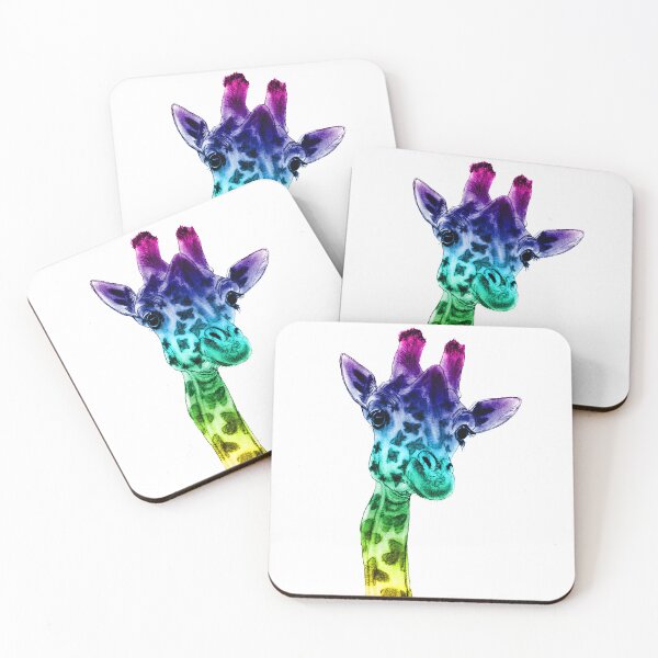 Item preview, Giraffe neck, front view, butterfly-shaped spots - rainbow colored version designed and sold by SylvieG18.