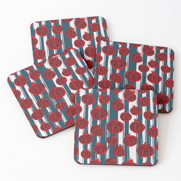 Item preview, pomegranates on teal stripes designed and sold by kobyakov.