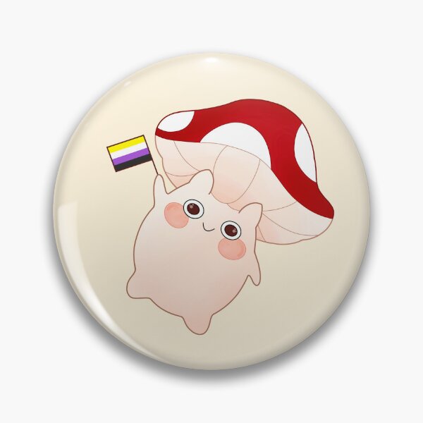 Item preview, Cute happy waving mushroom with pride non-binary flag designed and sold by Simplequeen.
