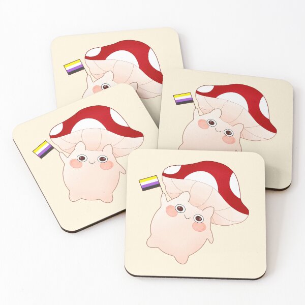 Item preview, Cute happy waving mushroom with pride non-binary flag designed and sold by Simplequeen.