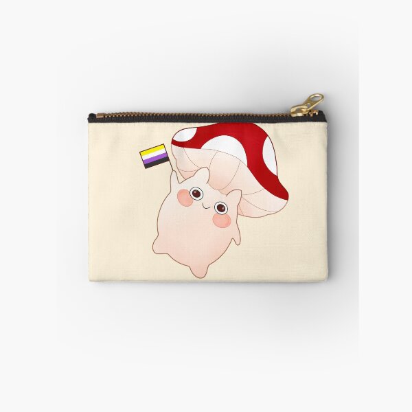 Item preview, Cute happy waving mushroom with pride non-binary flag designed and sold by Simplequeen.