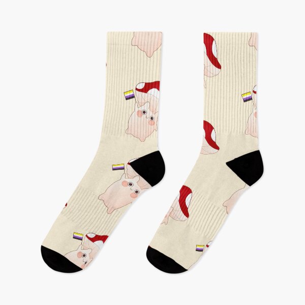 Item preview, Cute happy waving mushroom with pride non-binary flag designed and sold by Simplequeen.