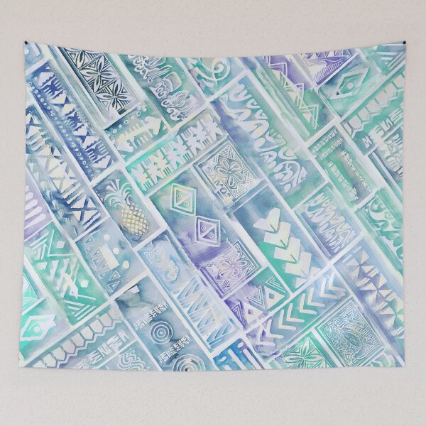 Item preview, Samoan Village Tapa Watercolor Block Print 3008  designed and sold by sunnthreads.