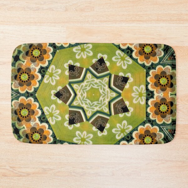Item preview, Elegant Star Flower Geometric Pattern in Autumn Green designed and sold by MediaArtbyMara.