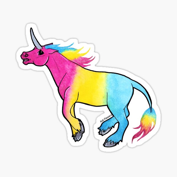 Pansexual Pride Unicorn Sticker For Sale By Ashflowerspride Redbubble