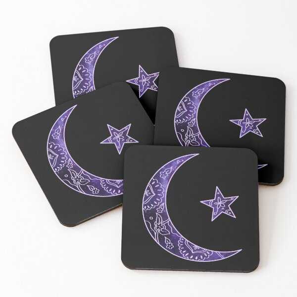 Item preview, Mandala crescent moon and star space pattern designed and sold by LukjanovArt.