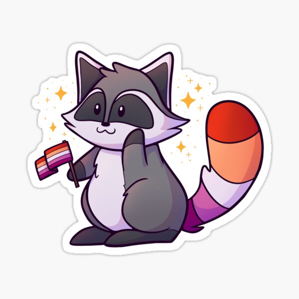 Lesbian Pride Raccoon Sticker For Sale By Sparxdoodles Redbubble