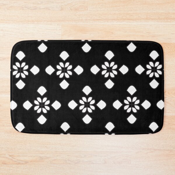 Item preview, Black and White Floral Tile Pattern designed and sold by BeJolley.