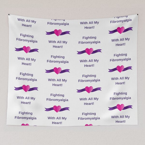 Item preview, Fighting Fibromyalgia With All My Heart | White and Purple with Pink Heart designed and sold by Paulele.