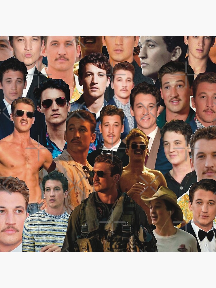 Coussin for Sale avec l'œuvre « Collage de photos Miles Teller » de l'artiste  Jess-16