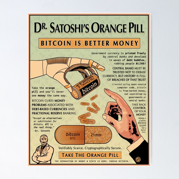 Item preview, Bitcoin Dr Satoshi's Orange Pill designed and sold by ALL NFT.