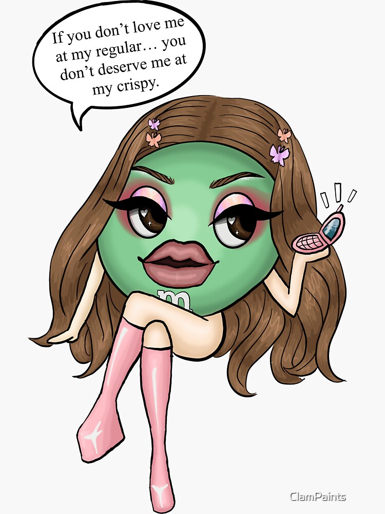 "Y2K Green M&M " Sticker for Sale by ClamPaints Redbubble