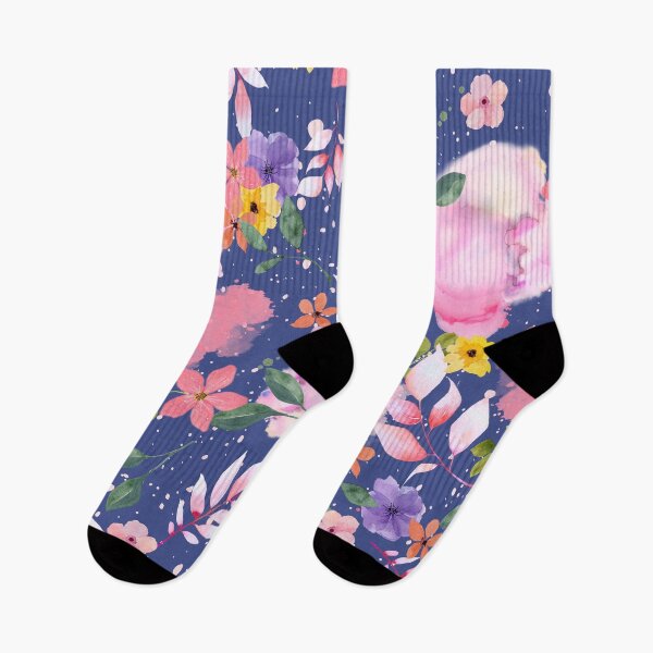 Item preview, Pink Floral Pattern Spring Soft Delicate Decorative Design - Purple Background designed and sold by AmphoraGhost.