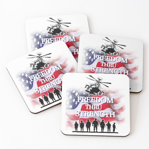 Item preview, Freedom Thru Strength with Black Hawk Helicopter and US Soldiers  designed and sold by AmericaFreedom.
