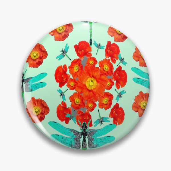 Artikelvorschau, ORANGE MOHNBLUMEN GARTEN GROSSE BLAUE LIBELLEN AQUA ART entworfen und verkauft von sharlesart.