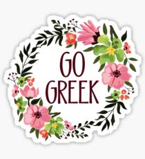 Go Greek floral wreath sorority Sticker