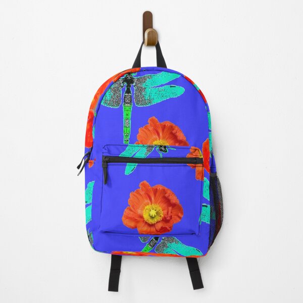 Artikelvorschau, ORANGE MOHNBLUMEN GARTEN GROSSE BLAUE LIBELLEN ART entworfen und verkauft von sharlesart.