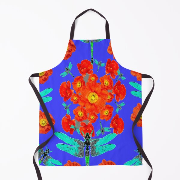 Aperçu de l'œuvre JARDIN DE FLEURS DE COQUELICOT ORANGE GRANDES LIBELLES BLEUES ART créée et vendue par sharlesart.
