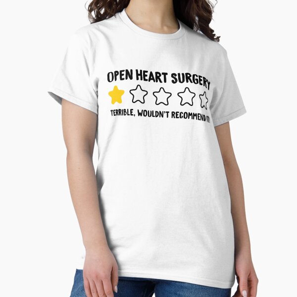 Vista previa del artículo con la obra «Cirugía a corazón abierto Terrible ¡No la recomendaría!», diseñado y vendido por T-shirt For You.