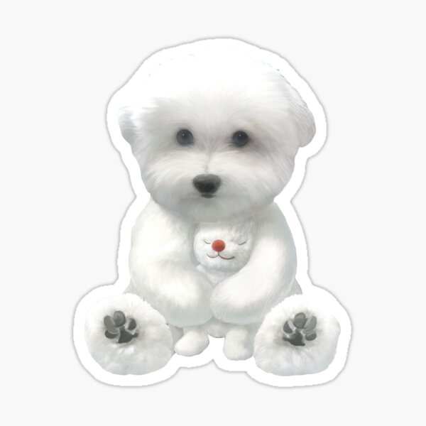 Puppy Hugging His Toy Sticker