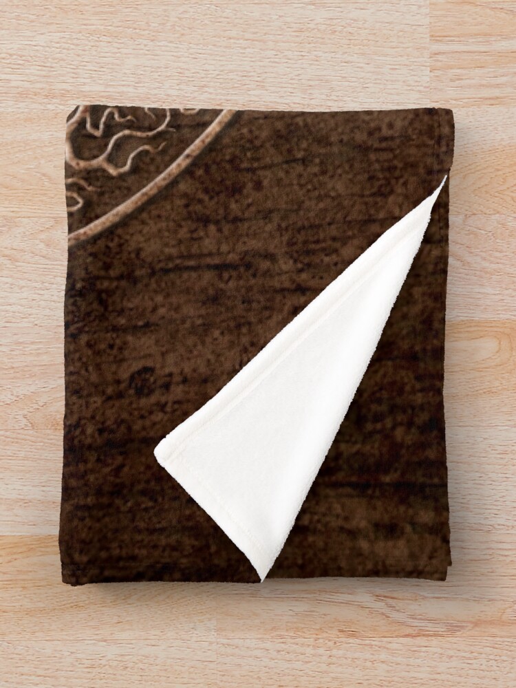 Alternate view of Rough Wood Grain Effect Tree of Life Yin Yang Throw Blanket