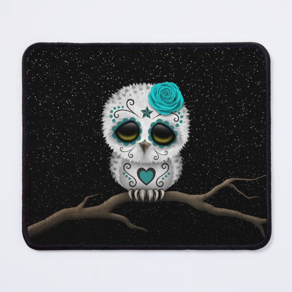 Item preview, Cute Teal Blue Day of the Dead Sugar Skull Owl designed and sold by JeffBartels.