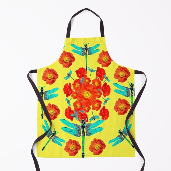 Aperçu de l'œuvre FLEURS DE COQUELICOT ORANGE ART JAUNE LIBELLULES BLEUES créée et vendue par sharlesart.