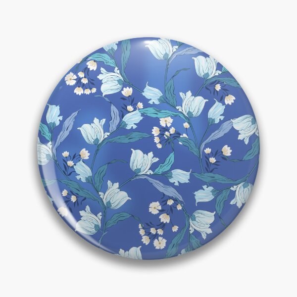 Item preview, swirly floral tulips recolor all blues designed and sold by PaisleyandDot.