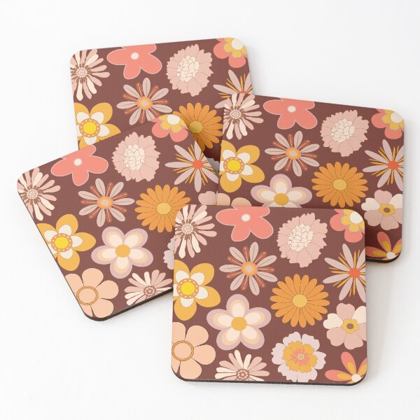 Item preview, Earth Tone Flowers in Mauve, Golds, and Oranges with a Deep Burgundy/ Brown Background  designed and sold by Lynne Dorr.
