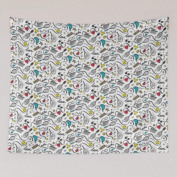 Item preview, Tennis Doodles on White designed and sold by VintageStyle.