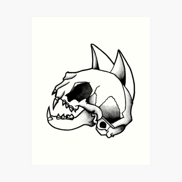 Premium Vector | Cat skull illustration coloring page
