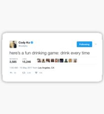 Fun Drinking Game Tweet Shirt Sticker