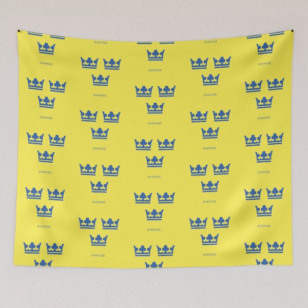 Item preview, Three Crowns, the Coat of Arms of Sweden, Yellow / Blue (Sveriges Tre Kronor)  designed and sold by Landskapsbutiken .com.