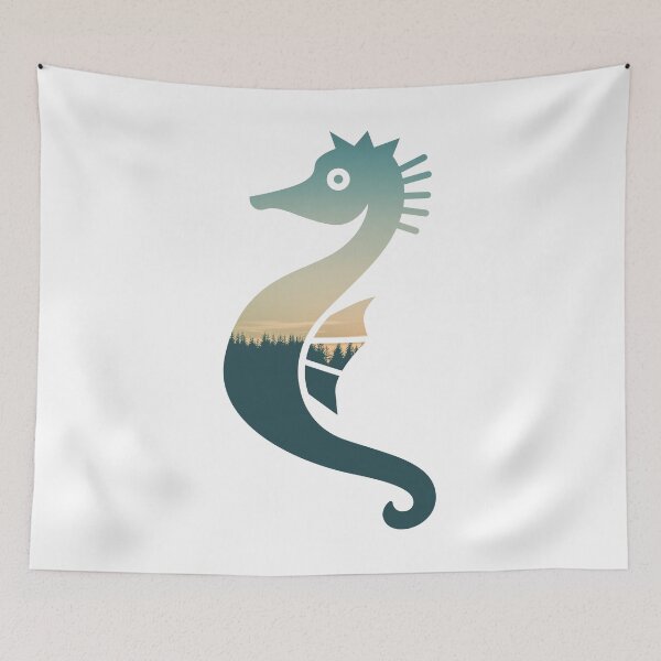 Item preview, Forest Trees Under Calm Sky Seahorse | Cute Seahorse designed and sold by BopleDesigns.