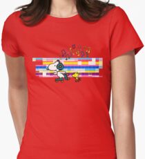 Snoopy , Woodstock, Peanuts , Retro Skate Women's Fitted T-Shirt