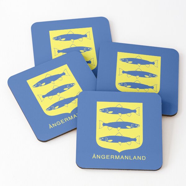 Item preview, Three Fat Salmons, the Coat of Arms of Ångermanland, Sweden, Yellow Print (Svenska Landskap) designed and sold by Landskapsbutiken .com.