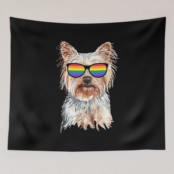 Item preview, Yorkie Gay Pride LGBT Rainbow Sunglasses Yorkshire Terrier designed and sold by EstelleStar.