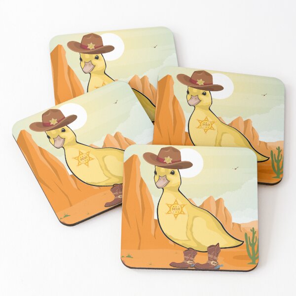 Item preview, Sheriff duck wearing cowboy hat and boots in a Western American Desert designed and sold by MagicStrawberry.