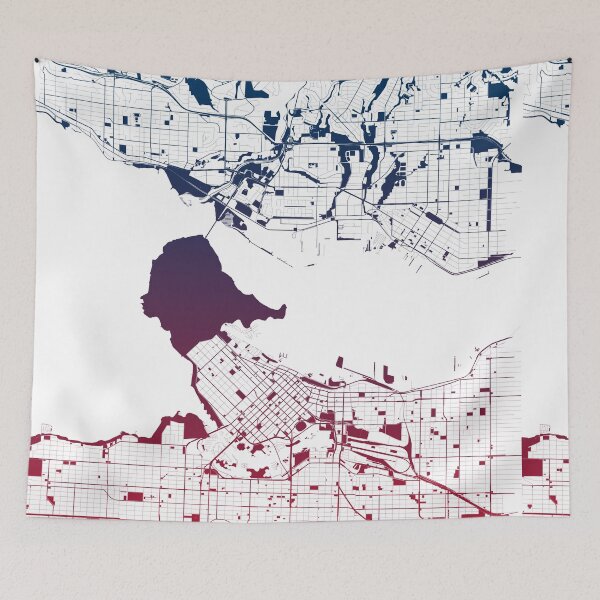 Item preview, Vancouver Map Art Pink Blue Canada designed and sold by EpicMaps.