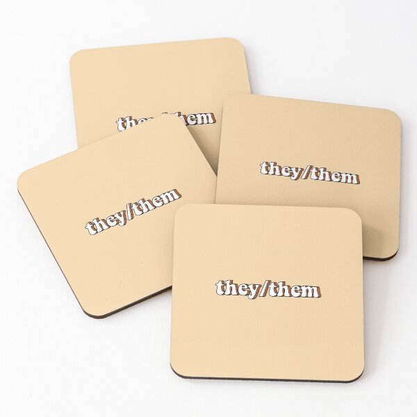 Item preview, they/them pronouns in orange designed and sold by ViviTV.