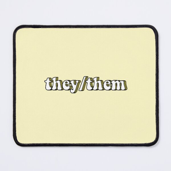 Item preview, they/them pronouns in yellow designed and sold by ViviTV.