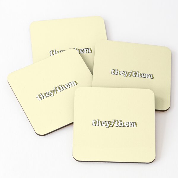 Item preview, they/them pronouns in yellow designed and sold by ViviTV.
