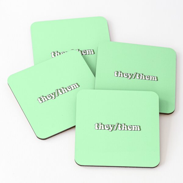 Item preview, they/them pronouns in green designed and sold by ViviTV.