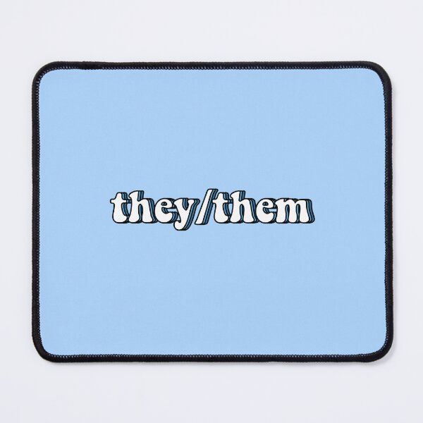Item preview, they/them pronouns in blue designed and sold by ViviTV.