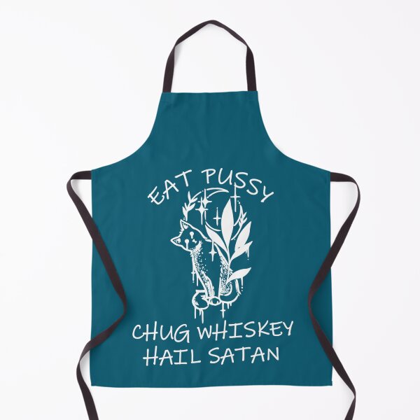Item preview, EAT PUSSY CHUG WHISKEY HAIL SATAN white cat designed and sold by MasonMelodyArt.